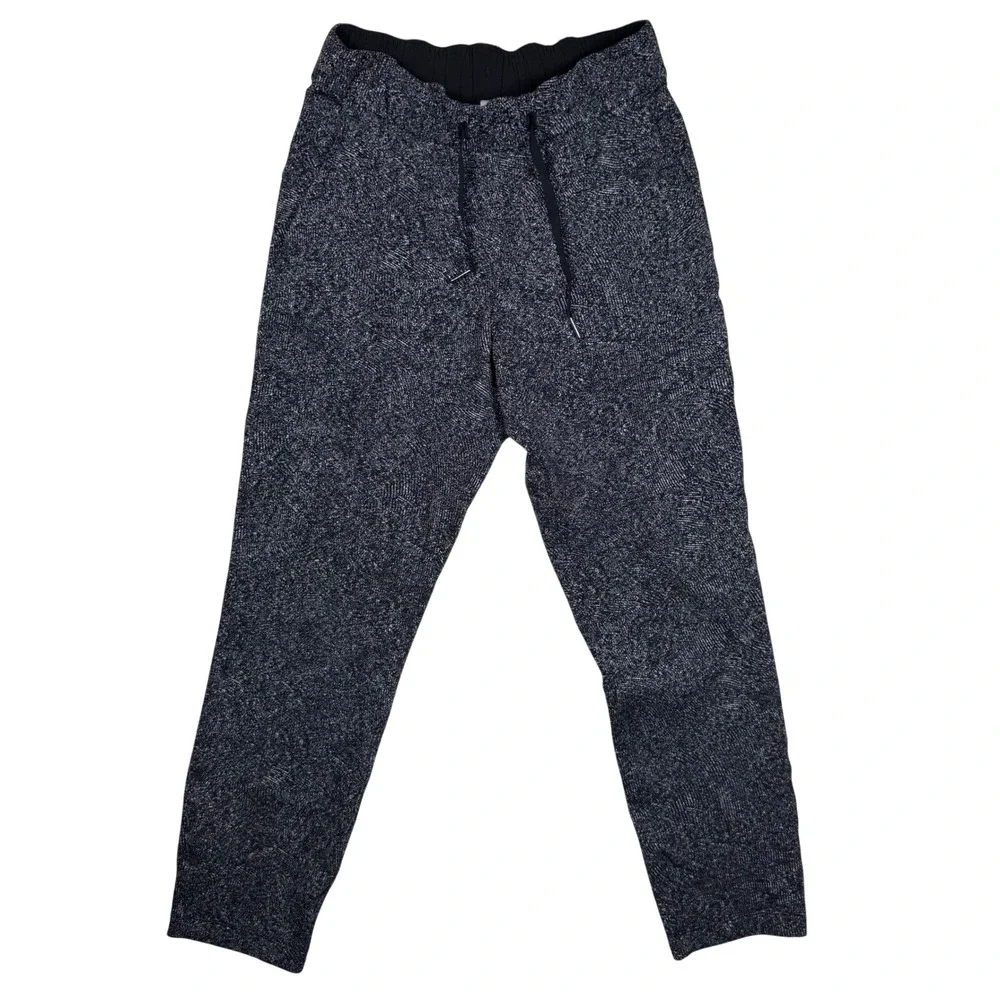 Lululemon Jogger Pants Drawstring Pockets Athletic Casual Black White Size 4